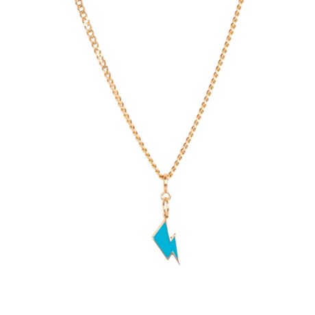 Lightning Bolt Charm Necklace Blue