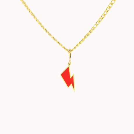 Lightning Bolt Charm Necklace Red