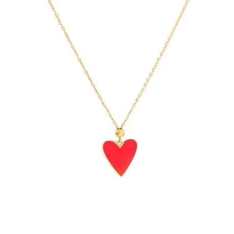 Small Heart Charm Necklace Red