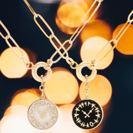 Clock Charm Necklace White