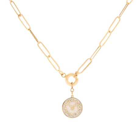 Clock Charm Necklace White