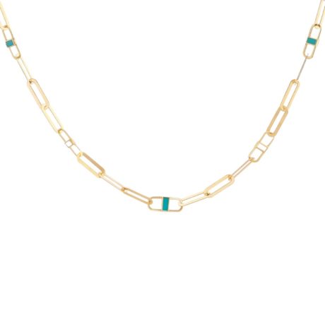 Paperclip Necklace with Blue and White details