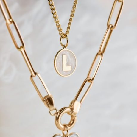 Mother-pearl Letter Initial Necklace