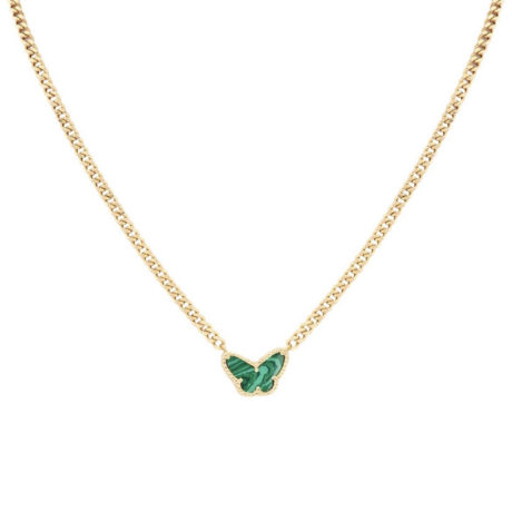 Malachite Stone Butterfly Necklace