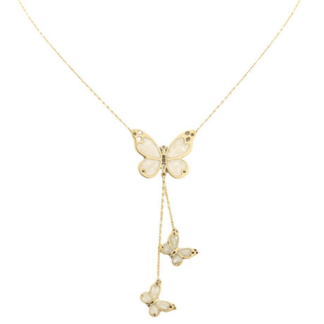 Mother Daughter White Butterfly Necklace