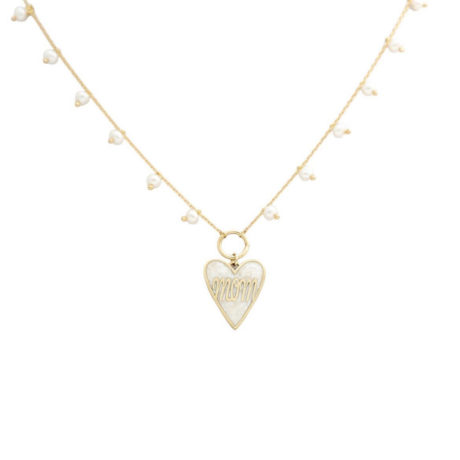 Mom Heart Pearls Necklace