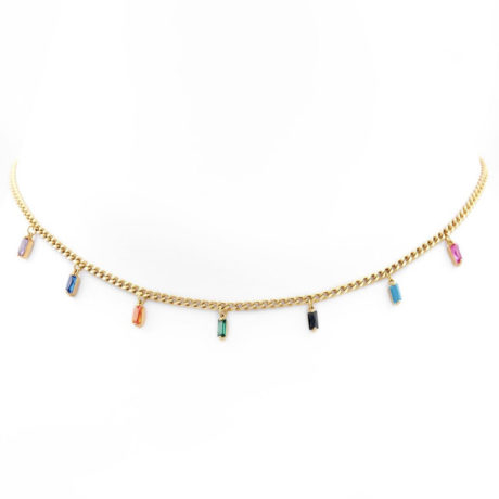Rainbow Stones Choker Necklace
