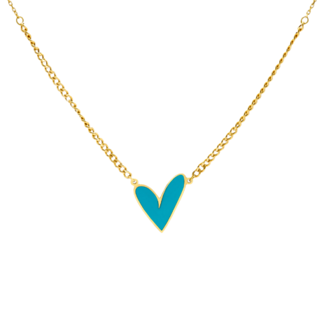 Big Blue Heart Charm Necklace