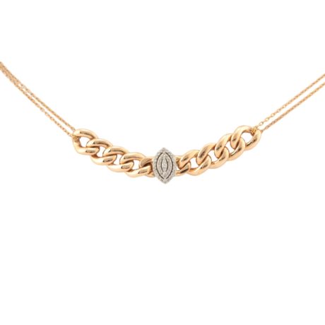 Half Cuban Chain Marquise Cut Diamond Necklace