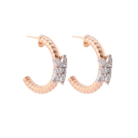 Lotus Diamond Hoop Earrings