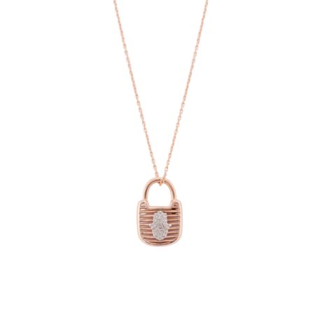Padlock Hamsa Rose Gold Diamond Necklace
