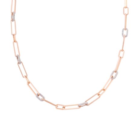 Rose Gold Diamond Paperclip Necklace
