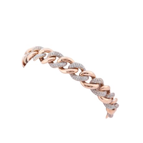 Cuban Chain Rose Gold Diamond Bracelet