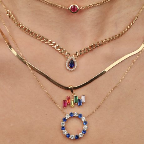 Circle of Blue and White Stones Necklace