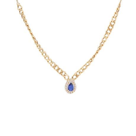 Sapphire Blue Drop Chain Necklace