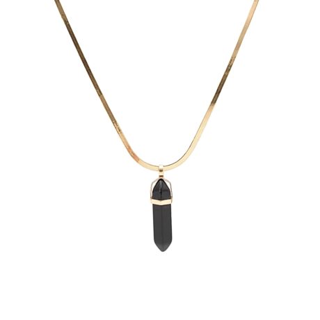 Snake Men Necklace with Black Crystal Charm