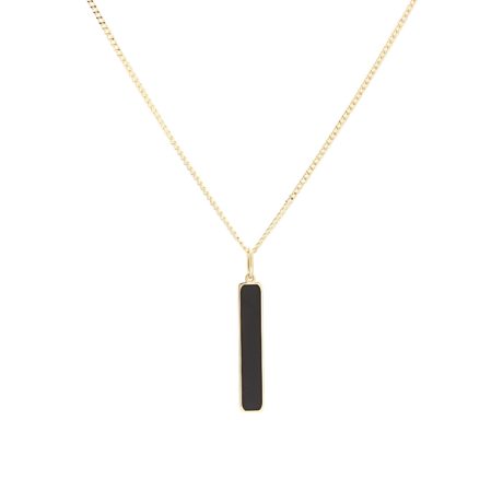 Black Thin Enamel Bar Men Necklace