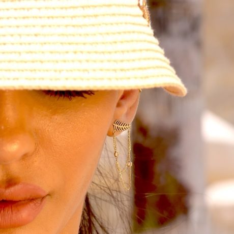 Palm Leaf Earring with Chains