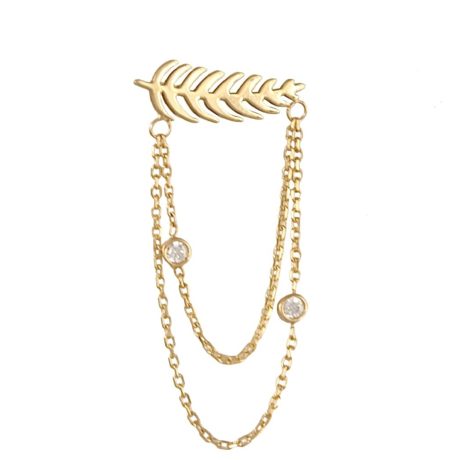 Palm Leaf Earring with Chains