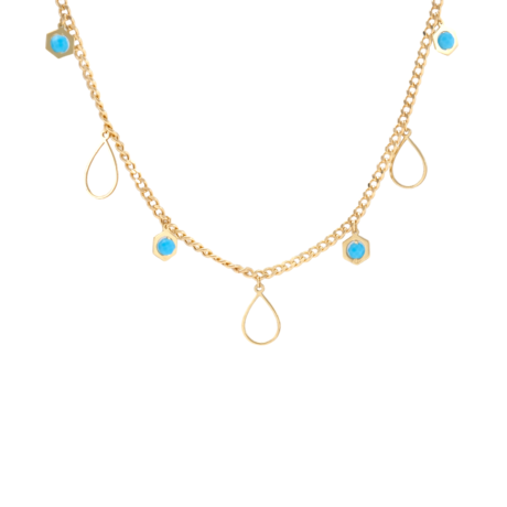Turquoise Circles with Droplets Necklace