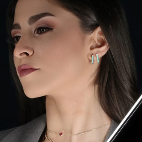 Triangle Huggie Hoop Earrings - Blue