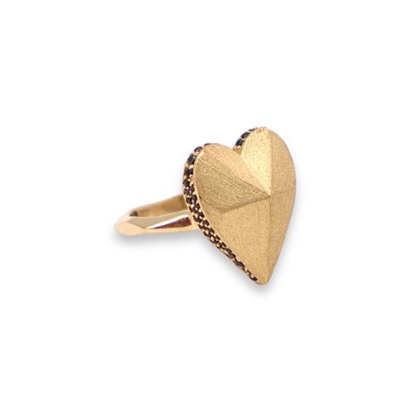 3D Heart Ring with Back Stones