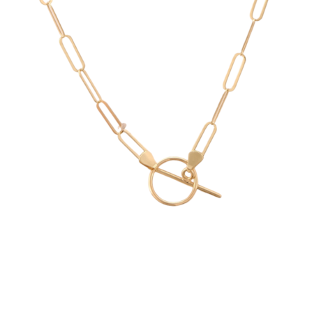 Paperclip Necklace with Round Hook Toggle