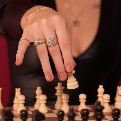 Rectangular Stones Cage Ring