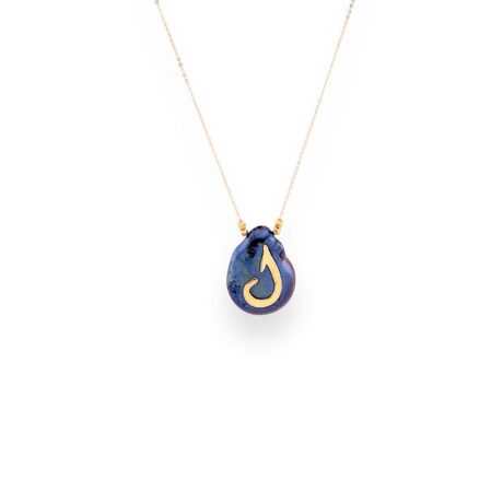 Dark Blue Baroque Pearl Initial Name Necklace