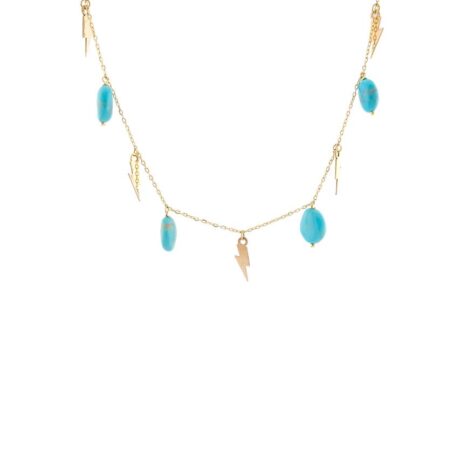 Turquoise Droplets and Lightning Bolts Necklace
