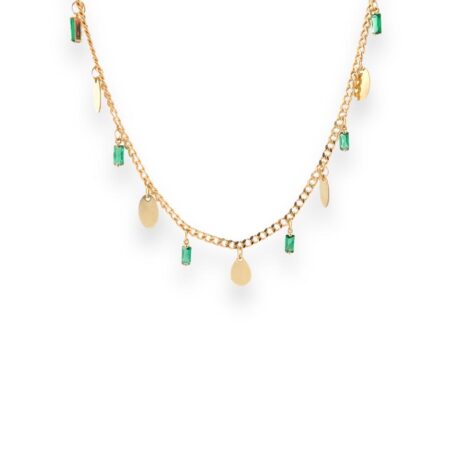 Green Stones and Drops Choker